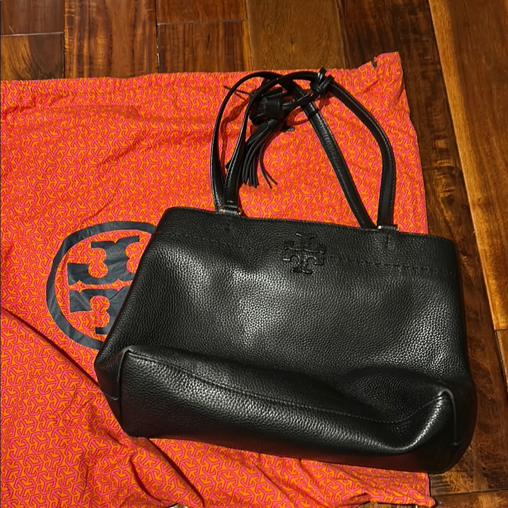 Tory Burch Black Pebbled Leather Shoulder Bag